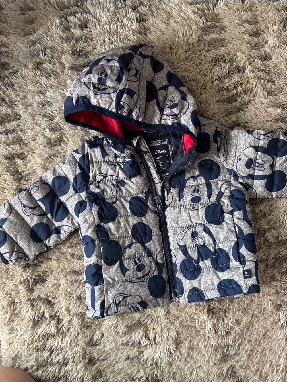 Disney Gray & Navy Mickey Mouse Puffer Jacket with Hood